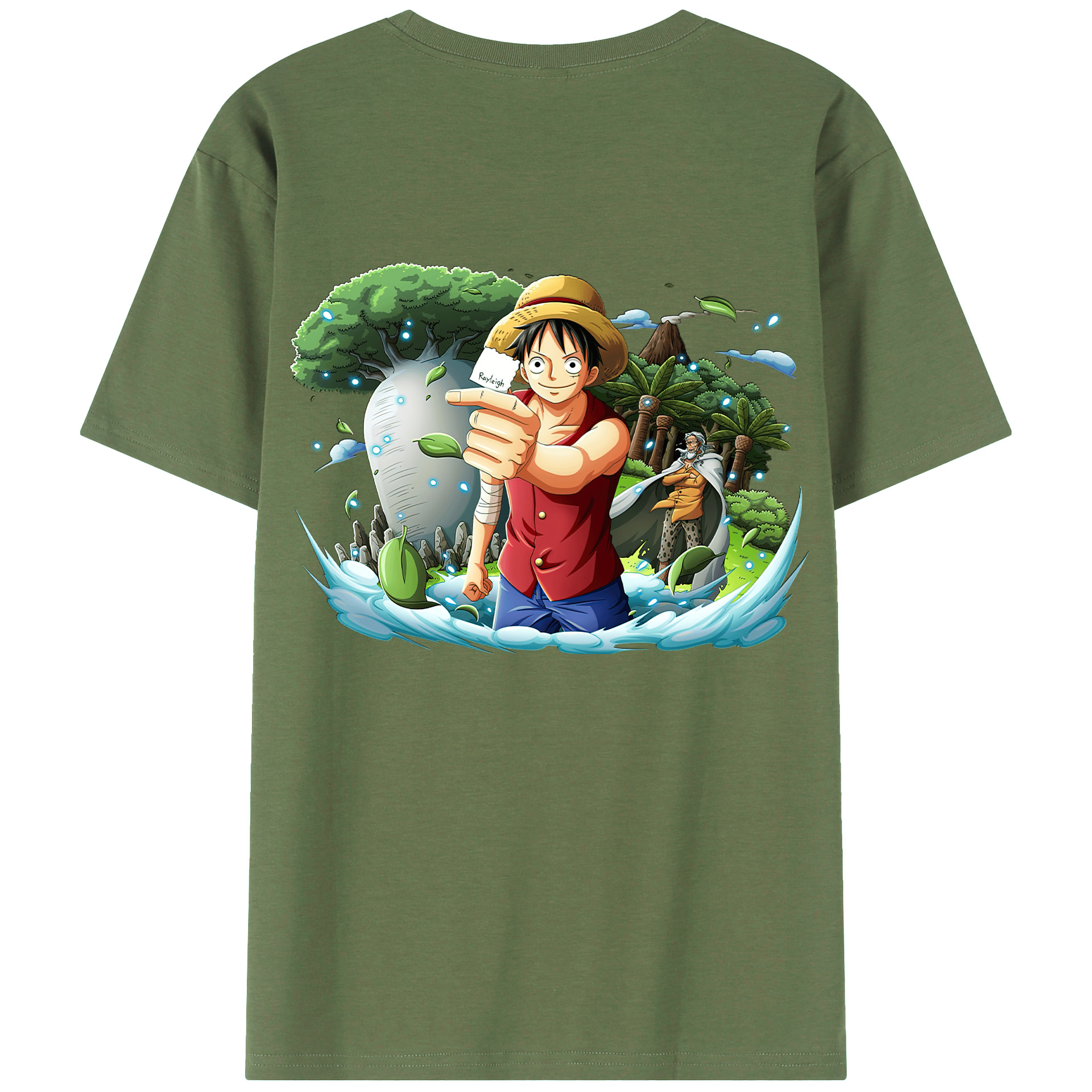 ワンピース モンキー・D・ルフィ ONE PIECE Monkey D. Luffy 綿100％ メンズ半袖Tシャツ（バックプリント） 通気性